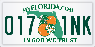 FL license plate 0171NK