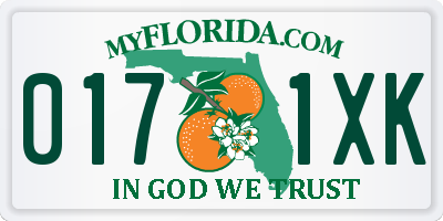 FL license plate 0171XK