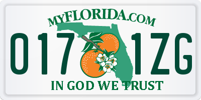 FL license plate 0171ZG
