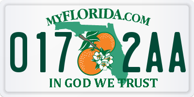 FL license plate 0172AA