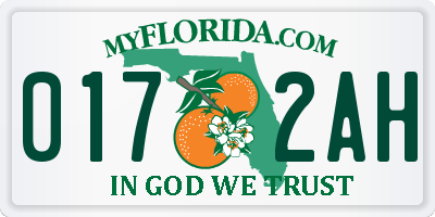 FL license plate 0172AH