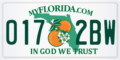FL license plate 0172BW