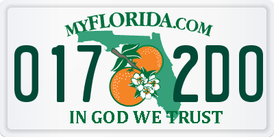 FL license plate 0172DO