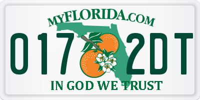 FL license plate 0172DT