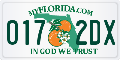 FL license plate 0172DX