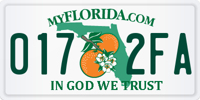 FL license plate 0172FA