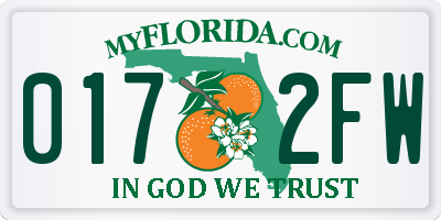 FL license plate 0172FW