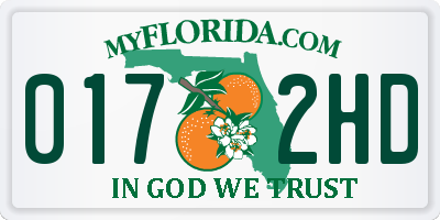 FL license plate 0172HD