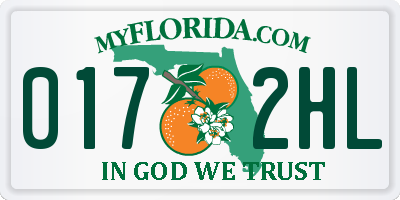 FL license plate 0172HL