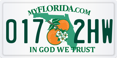 FL license plate 0172HW