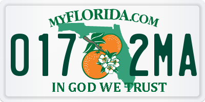 FL license plate 0172MA