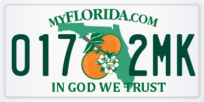 FL license plate 0172MK
