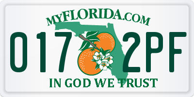 FL license plate 0172PF