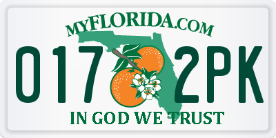 FL license plate 0172PK