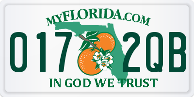 FL license plate 0172QB