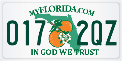 FL license plate 0172QZ