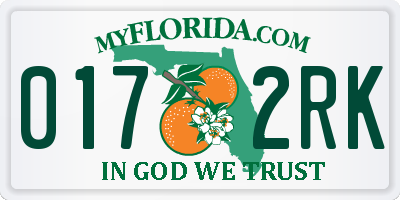 FL license plate 0172RK