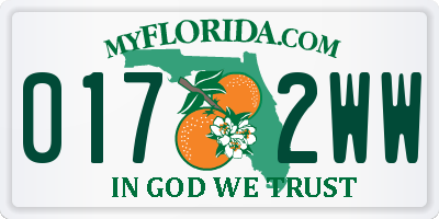 FL license plate 0172WW