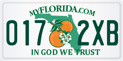 FL license plate 0172XB