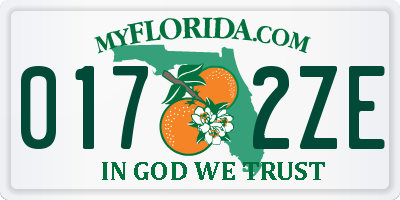 FL license plate 0172ZE