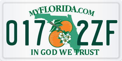 FL license plate 0172ZF