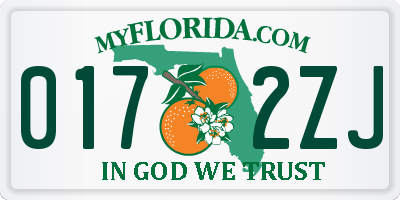 FL license plate 0172ZJ