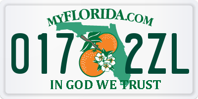 FL license plate 0172ZL