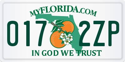 FL license plate 0172ZP