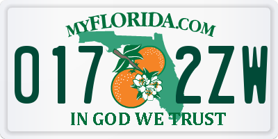 FL license plate 0172ZW