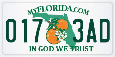 FL license plate 0173AD