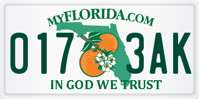 FL license plate 0173AK