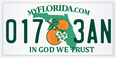 FL license plate 0173AN