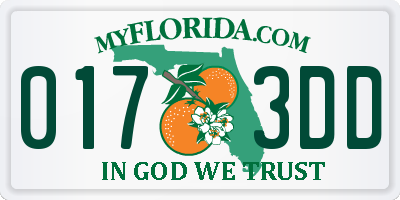 FL license plate 0173DD