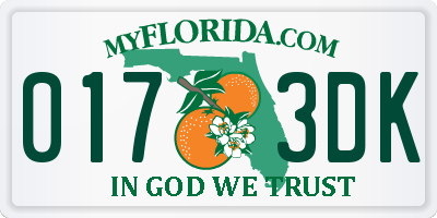 FL license plate 0173DK