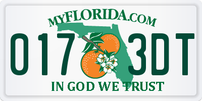 FL license plate 0173DT
