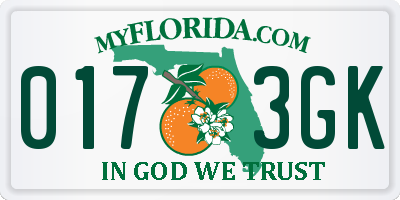 FL license plate 0173GK