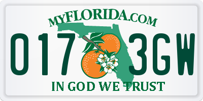 FL license plate 0173GW