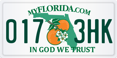 FL license plate 0173HK