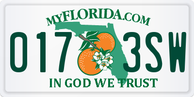 FL license plate 0173SW