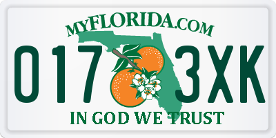 FL license plate 0173XK