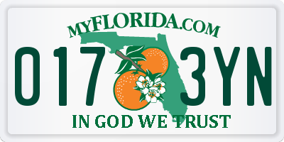 FL license plate 0173YN