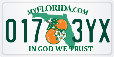 FL license plate 0173YX