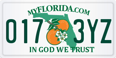 FL license plate 0173YZ