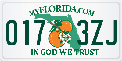 FL license plate 0173ZJ