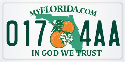 FL license plate 0174AA