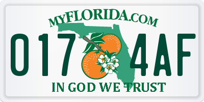 FL license plate 0174AF