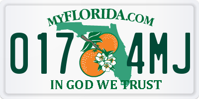 FL license plate 0174MJ