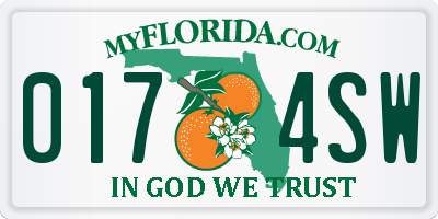 FL license plate 0174SW
