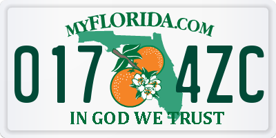 FL license plate 0174ZC