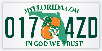FL license plate 0174ZD